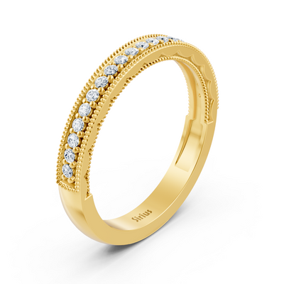 0.21 Karat Diamant Halbe Ewigkeit Ring mit Milgrain-Details aus 14 Karat Gelbgold