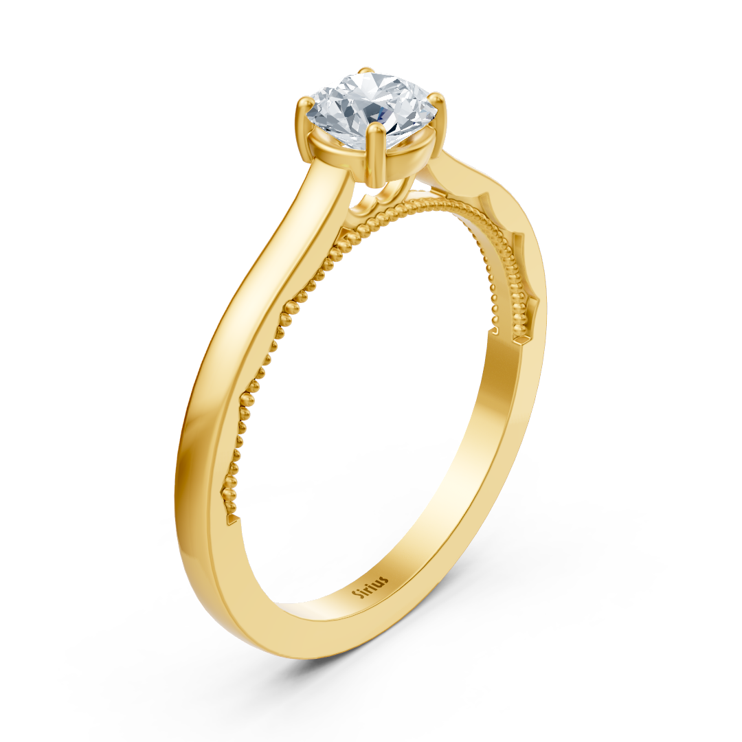 Birgie Sirius yellow gold solitaire round cut diamond ring