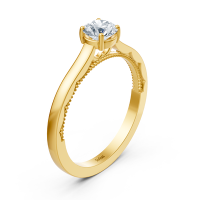 Birgie Sirius yellow gold solitaire round cut diamond ring