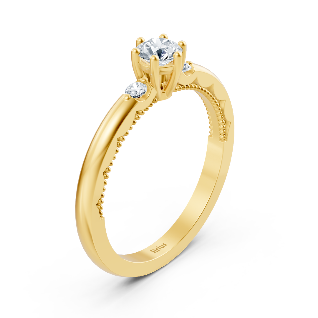 0.25 Karat Solitär Diamant Akzentring in Gelbgold