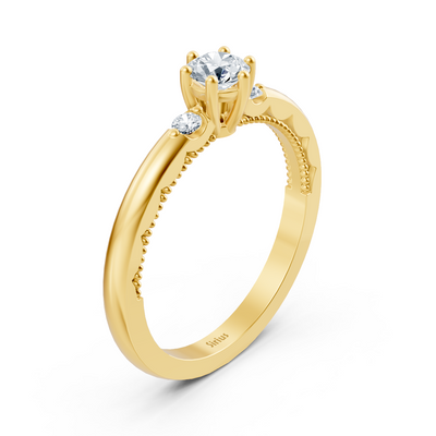 0.25 Karat Solitär Diamant Akzentring in Gelbgold