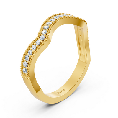 0.19 Karat Diamant Geschwungener Ehering in Gelbgold