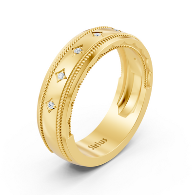 0.05 Karat Diamant Herren Ehering in Gelbgold