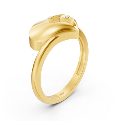 Bezaubernder Vernive Everling Herzring in Gelbgold mit Pavé-Diamanten
