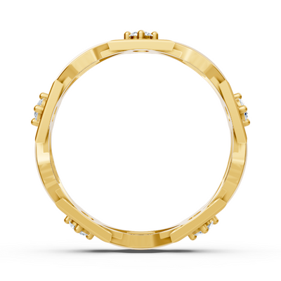 Exclusive yellow gold diamond ring with modern design