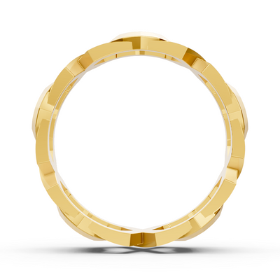 Exquisite yellow gold diamond ring – geometric design