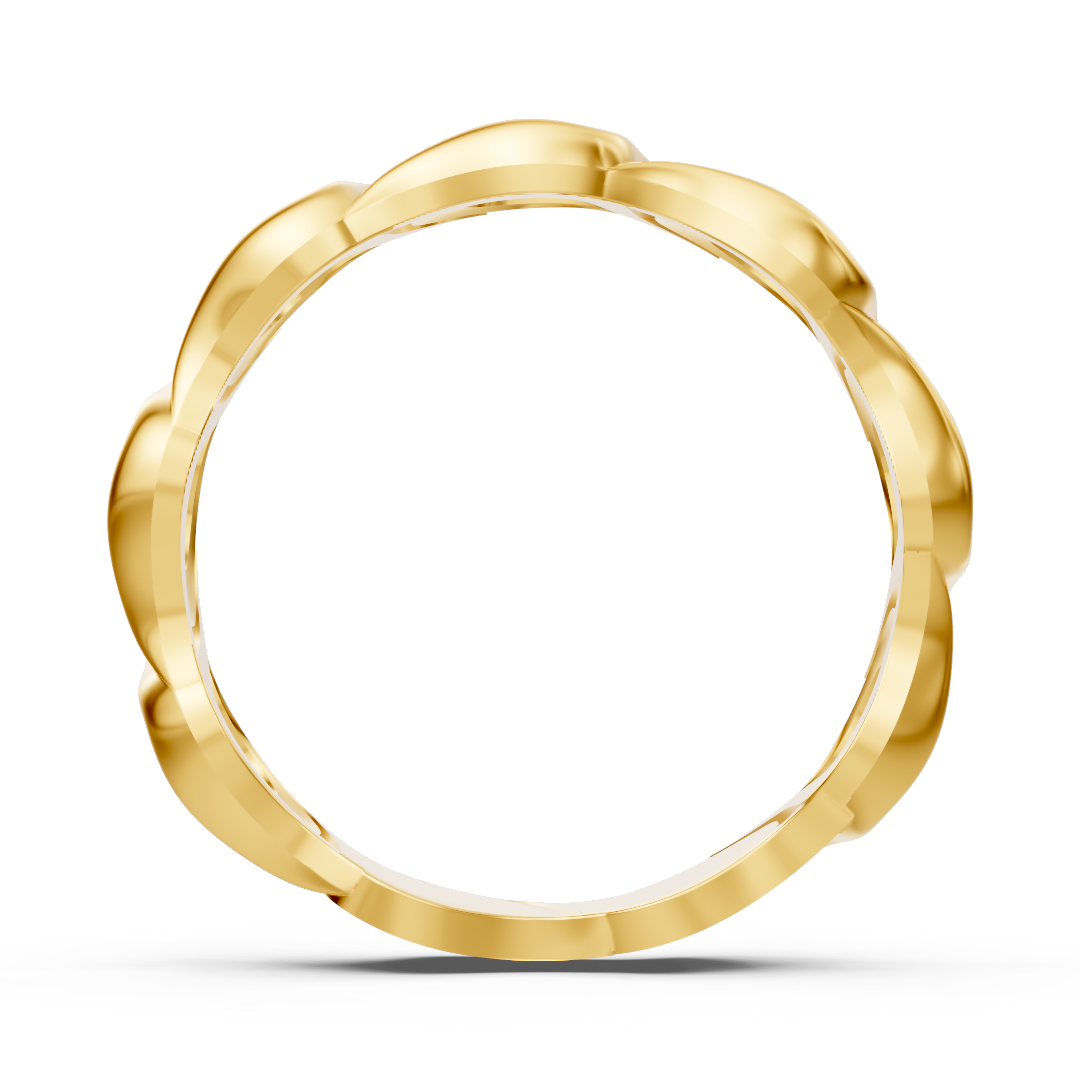 Eleganter Gelbgold-Diamantring mit Wellenmuster