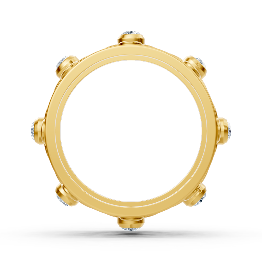 Filigree flower ring with diamonds in 14K yellow gold