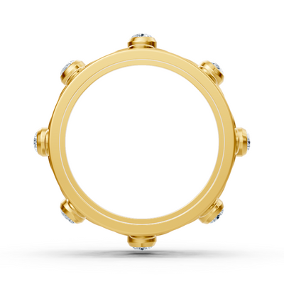 Filigree flower ring with diamonds in 14K yellow gold