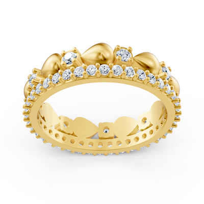Birgie Diamond Eternity Ring 14K Yellow Gold – Round Cut, 2 mm &amp; 1.5 mm