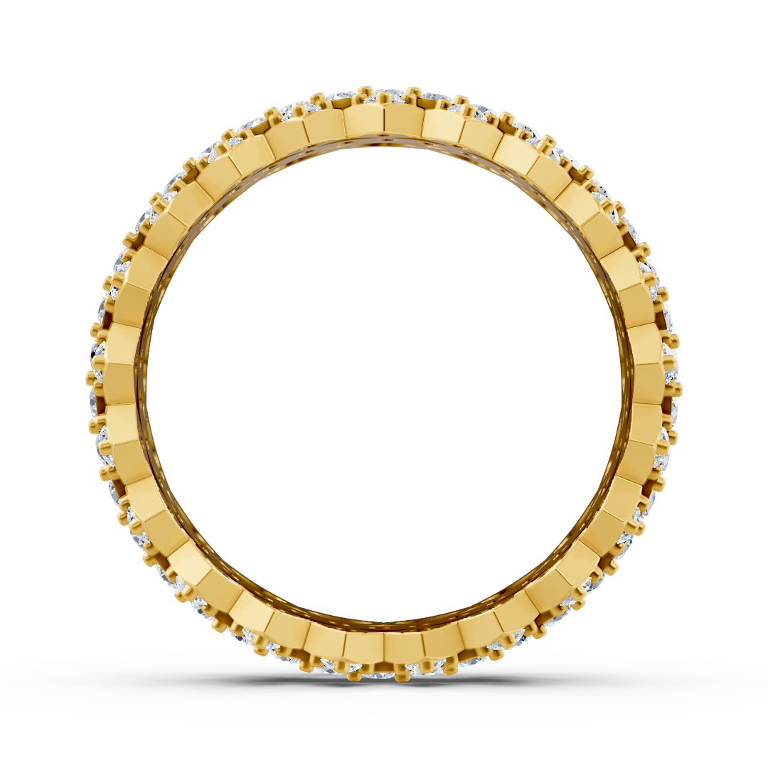 Luxurious 14K yellow gold memoire ring with diamonds