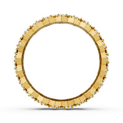 Luxurious 14K yellow gold memoire ring with diamonds