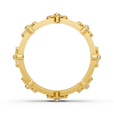 Radiant diamond ring "Sea of ​​Flowers" - 14K yellow gold, 0.464 carat diamonds