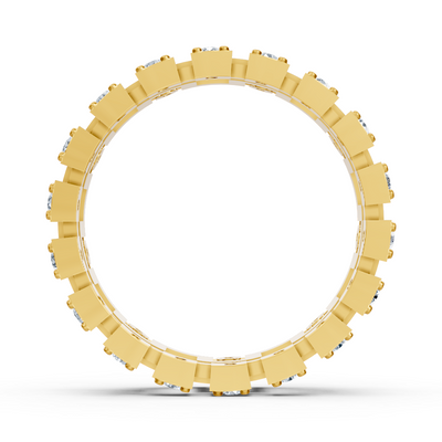 14 Karat Gelbgold Diamant Geometrischer Ring - Ausdrucksstarker Damenring mit modernem Design
