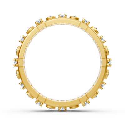 14 Karat Gelbgold Diamant Memoire Ring - Moderner Damenring mit Zargen- und Krappenfassung