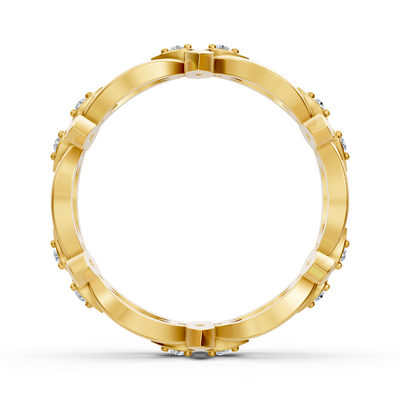 Gelbgoldener Diamantring mit Blütenblattdesign