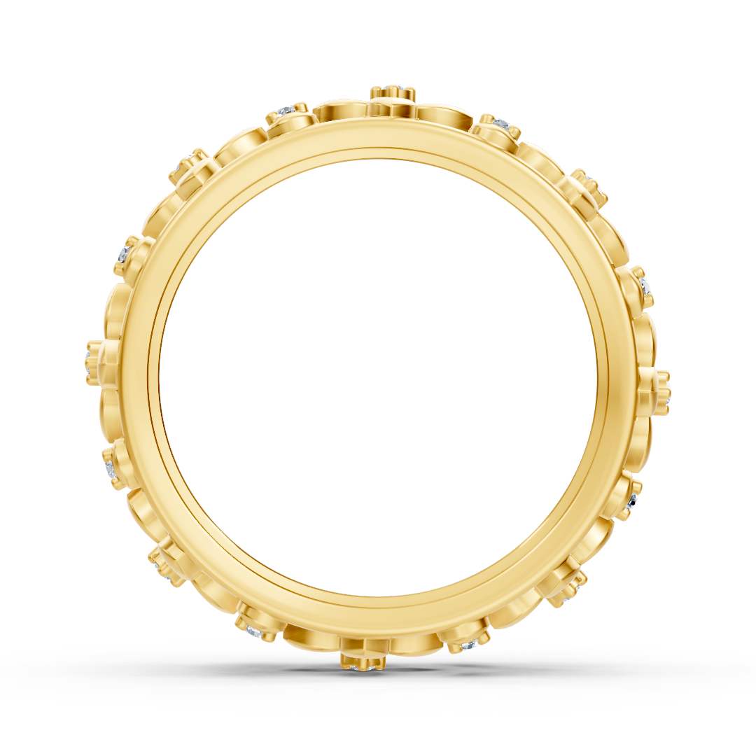 Noble yellow gold ring with diamonds in a flower design – filigree elegance