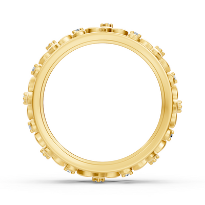 Noble yellow gold ring with diamonds in a flower design – filigree elegance