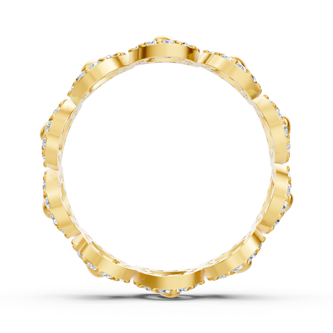 Opulenter Gelbgold Ring mit Diamanten – Funkelndes Blütenmeer Design