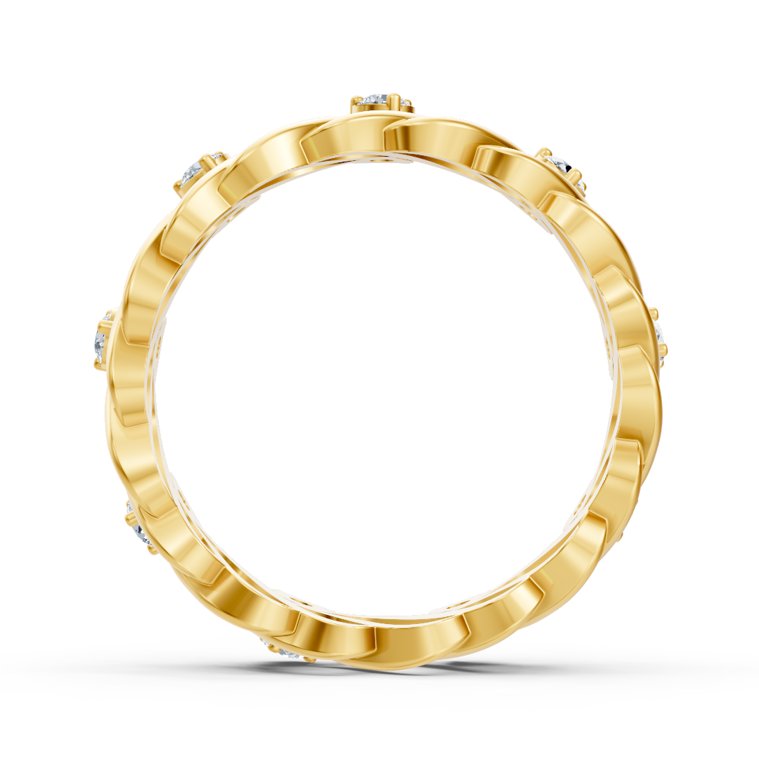 14 Karat Gelbgold Diamant Bandring "Welle der Anmut