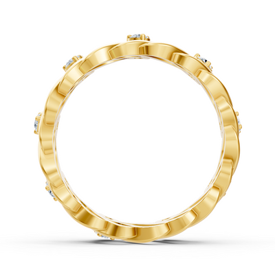 14 Karat Gelbgold Diamant Bandring "Welle der Anmut