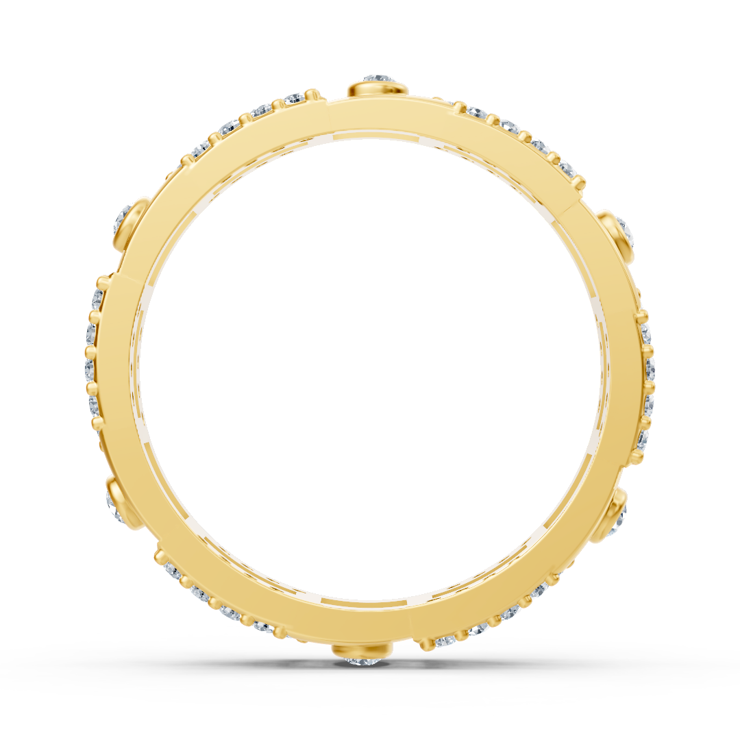 14 Karat Gelbgold Diamant Geo Ring "Linienkunst"