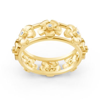 14 Karat Gelbgold Diamant Blütenversprechen Ring