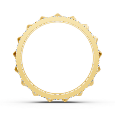 Elegant yellow gold ring with round diamonds in prong design