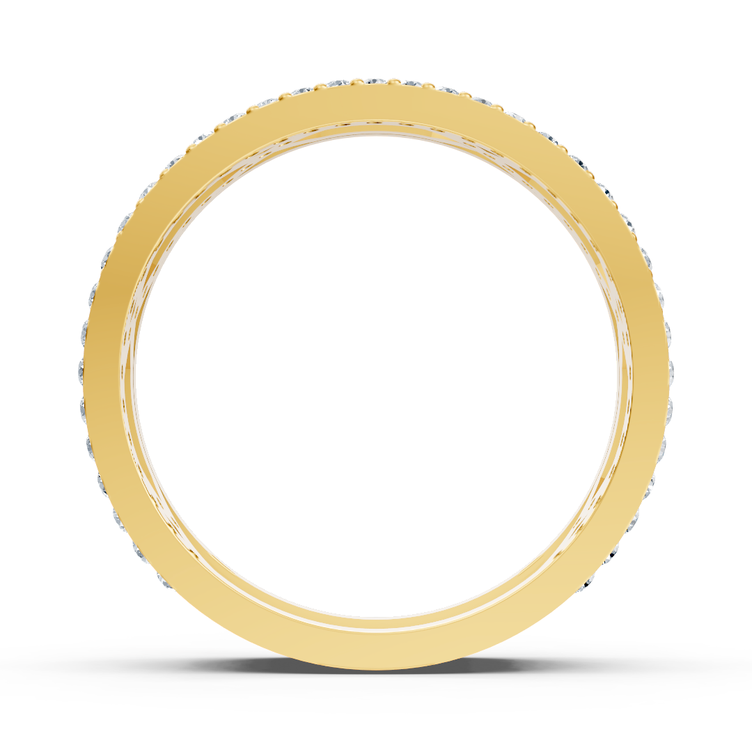 Yellow gold ring with round diamonds in prong design