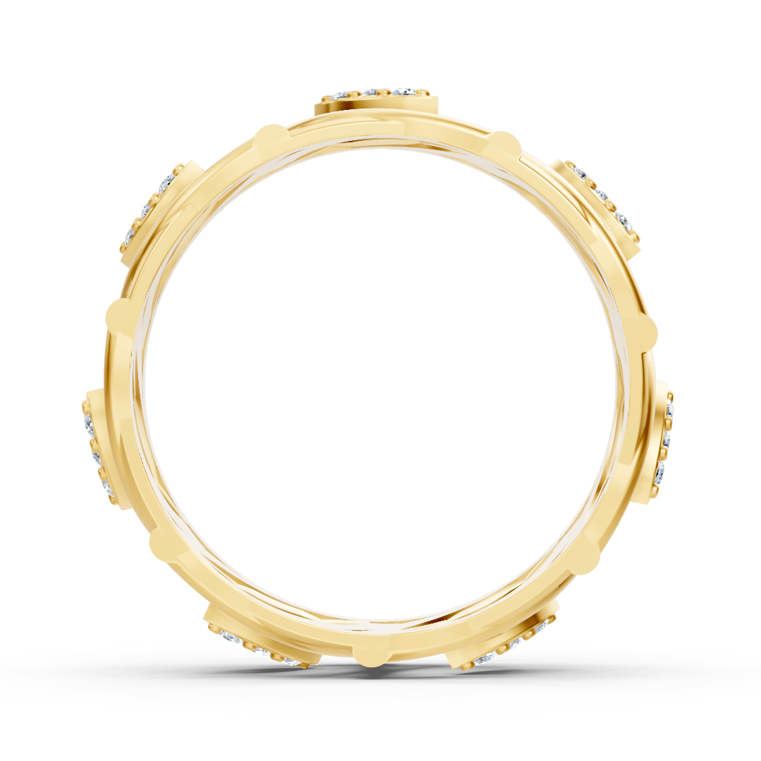 Moderner Gelbgold-Ring mit Runddiamanten im Prong-Design