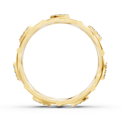 Moderner Gelbgold-Ring mit Runddiamanten im Prong-Design