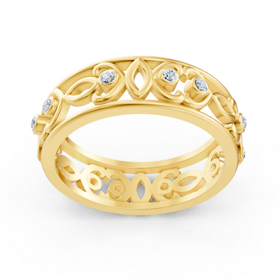 Moderner Gelbgold-Ring mit Runddiamanten im Bezel-Design