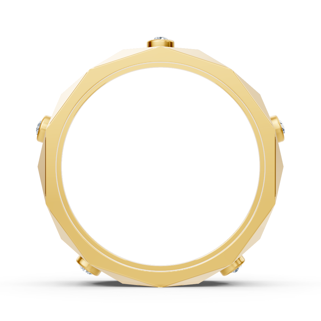 Moderner Gelbgold-Ring mit Runddiamanten im Bezel-Design