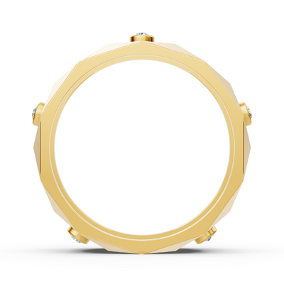 Moderner Gelbgold-Ring mit Runddiamanten im Bezel-Design