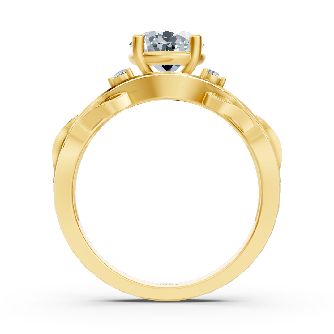 Gelbgold Diamant Verlobungsring "Romantische Blätter"