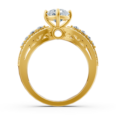 Extravagant diamond engagement ring in 14 carat yellow gold