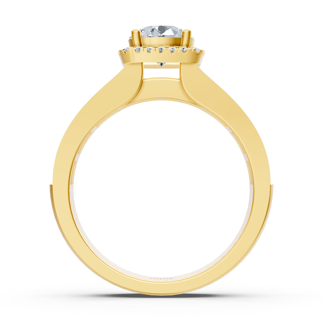 Extravagant diamond engagement ring with princess and brilliant cut in 14 carat yellow gold
