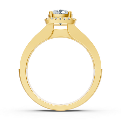Extravagant diamond engagement ring with princess and brilliant cut in 14 carat yellow gold