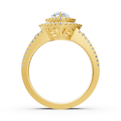 Birgie Halo Diamant & Saphir Verlobungsring Gelbgold