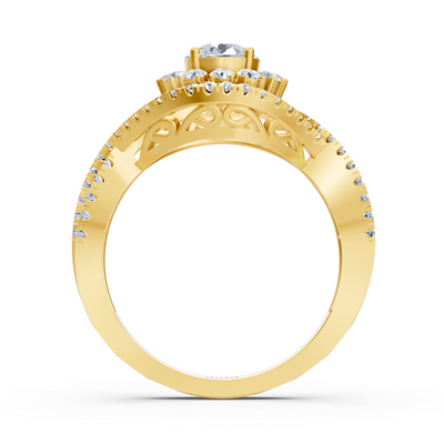 yellow gold diamond halo engagement ring