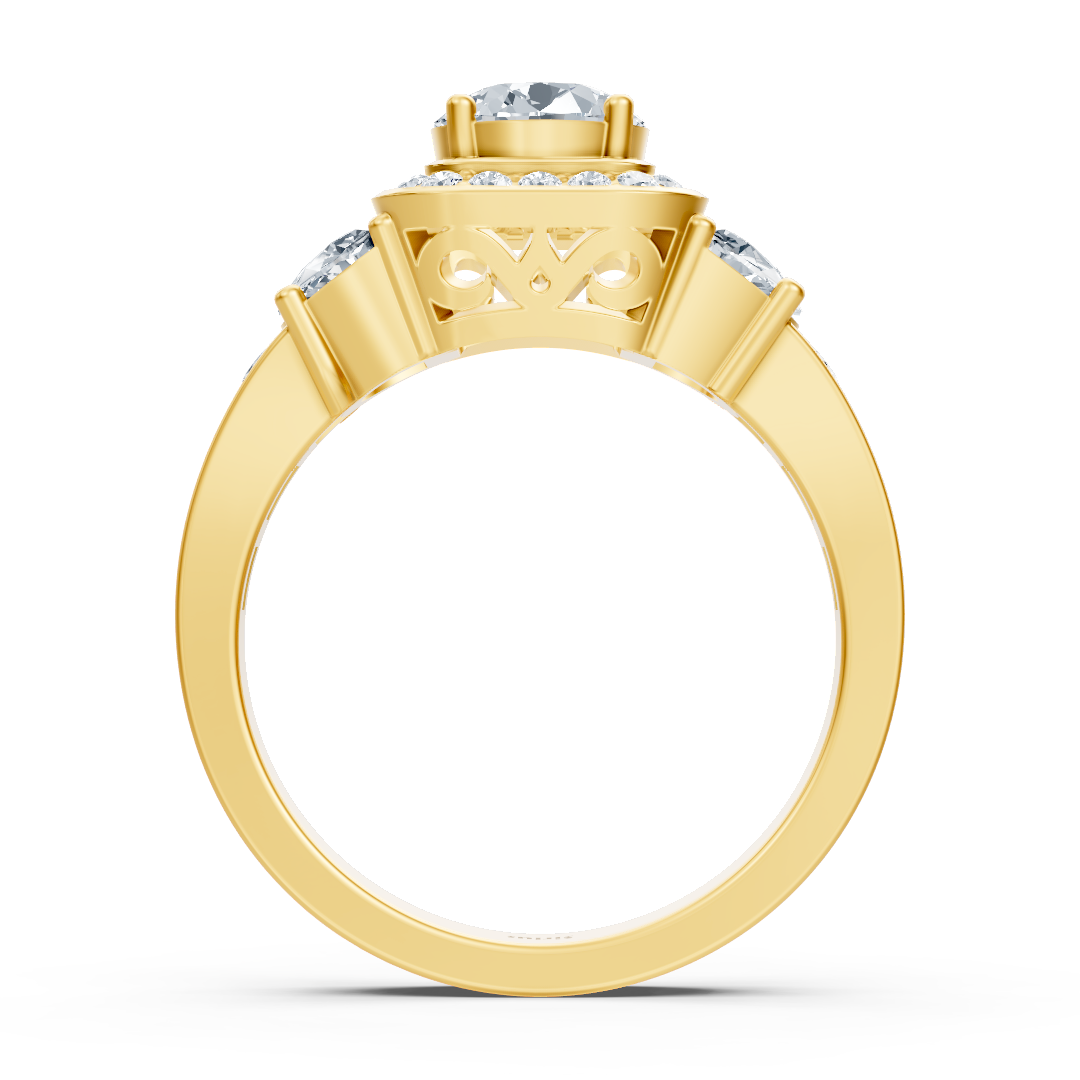 Diamond &amp; Ruby 3-Stone Engagement Ring in Yellow Gold