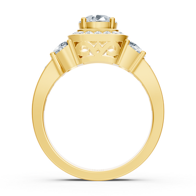 Diamond &amp; Ruby 3-Stone Engagement Ring in Yellow Gold