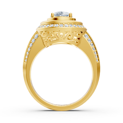 Yellow gold halo engagement ring with diamonds &amp; tourmaline