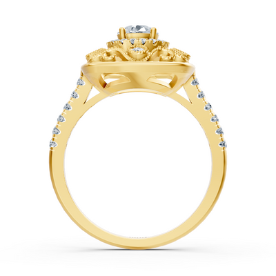 Extravaganter Gelbgold Halo Diamant Cocktailring
