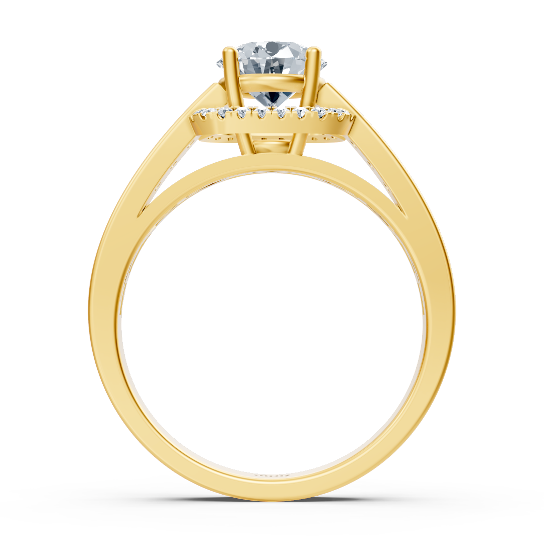 Eleganter Gelbgold Seitenstein Diamantring