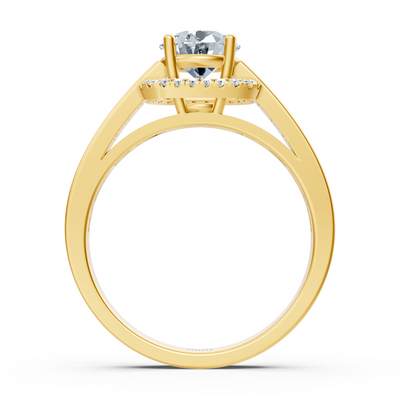 Eleganter Gelbgold Seitenstein Diamantring