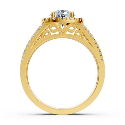 Halo Diamantring Gelbgold
