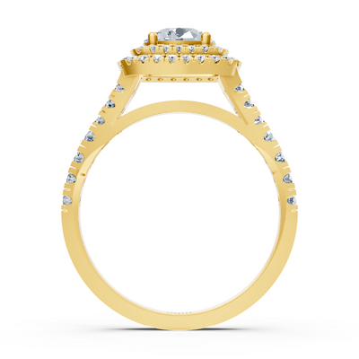 Double Halo Diamond Ring Yellow Gold