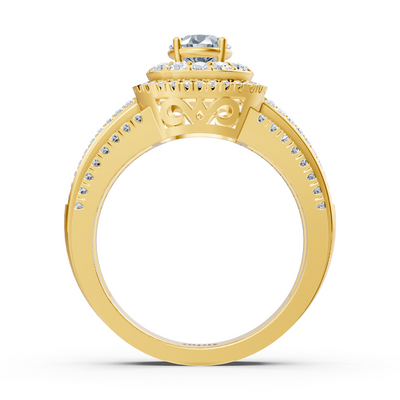 Double Halo Diamond Ring Yellow Gold