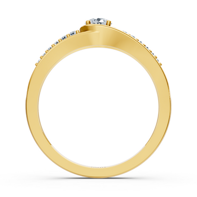 0.30 Karat Diamant Akzentring in Gelbgold mit Seitendiamanten